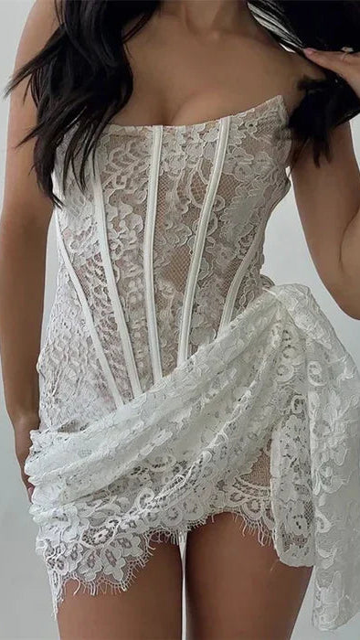 Women's Lace Mini Dress | Corset Back Cocktail Party Dress