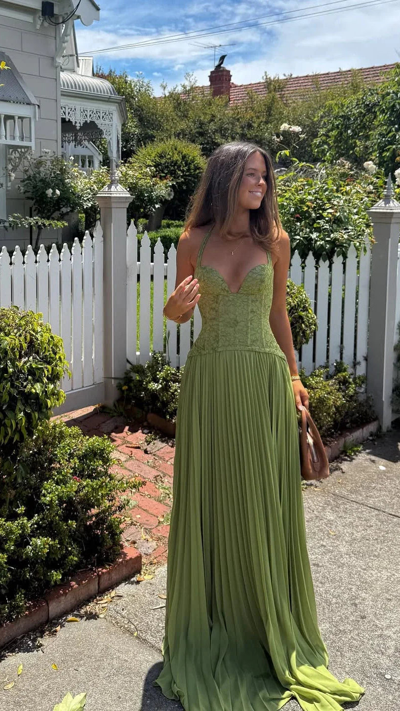 Women's Maxi Dress | Pleated Corset Wedding Guest Party Dress