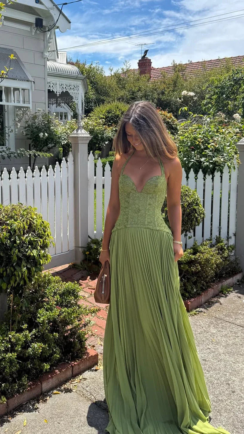 Women's Maxi Dress | Pleated Corset Wedding Guest Party Dress