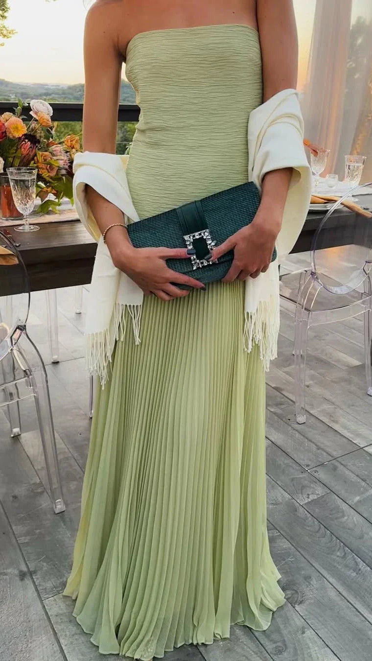 Women's Maxi Dress | Pleated Flowy Wedding Guest Party Dress