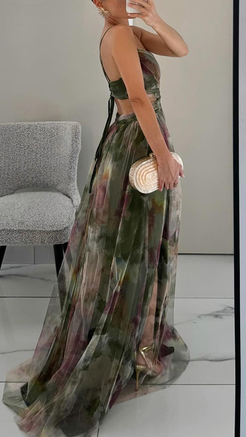 Women's Maxi Dress | V Neck Spaghetti Strap Flowy Summer Dress