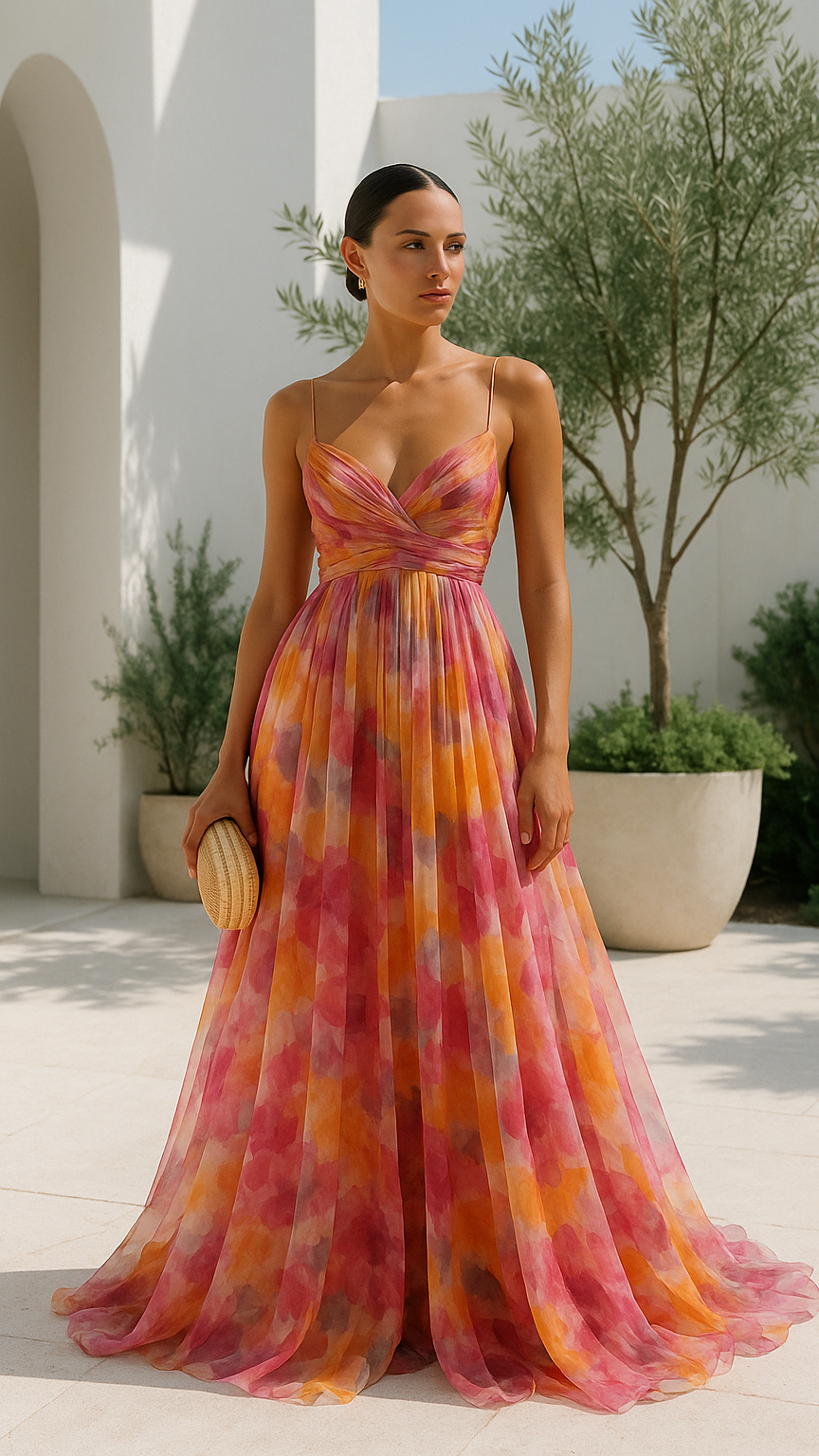 Women's Maxi Dress | V Neck Spaghetti Strap Flowy Summer Dress