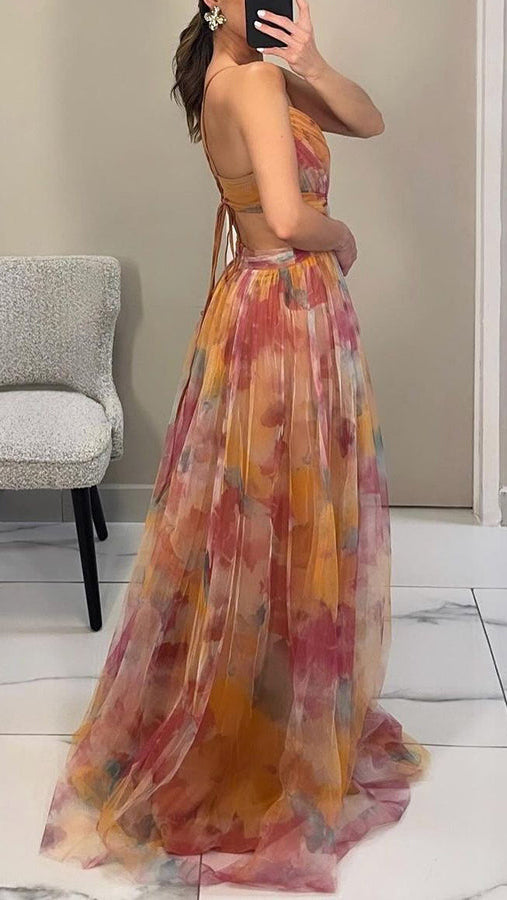 Women's Maxi Dress | V Neck Spaghetti Strap Flowy Summer Dress