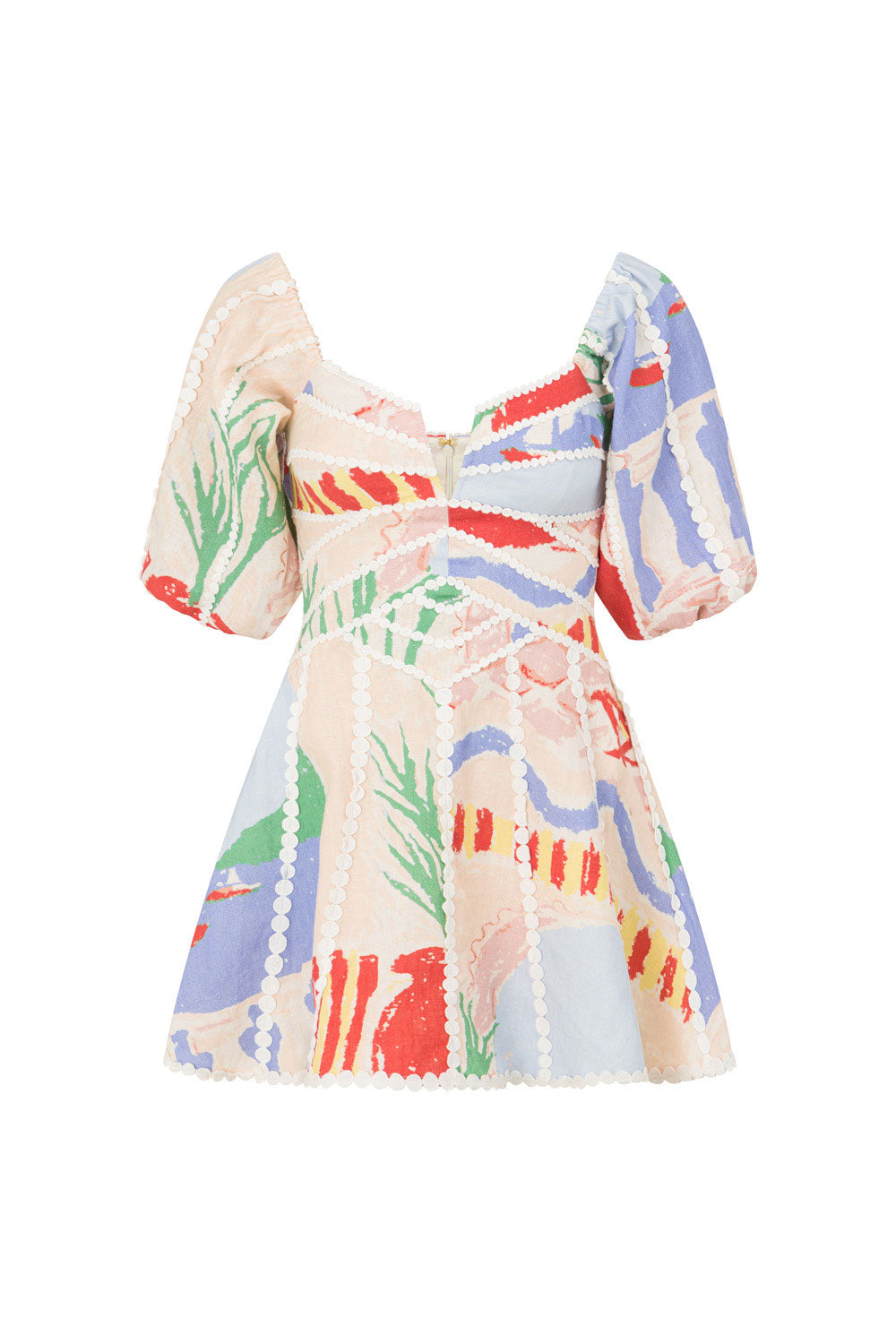 Women's Printed Mini Dress | Off Shoulder Puff Sleeve Cocktail Dress