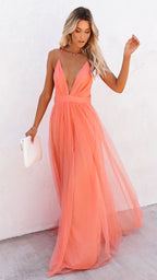 Women's Strappy Maxi Dress | Spaghetti Strap Flowy Summer Dress