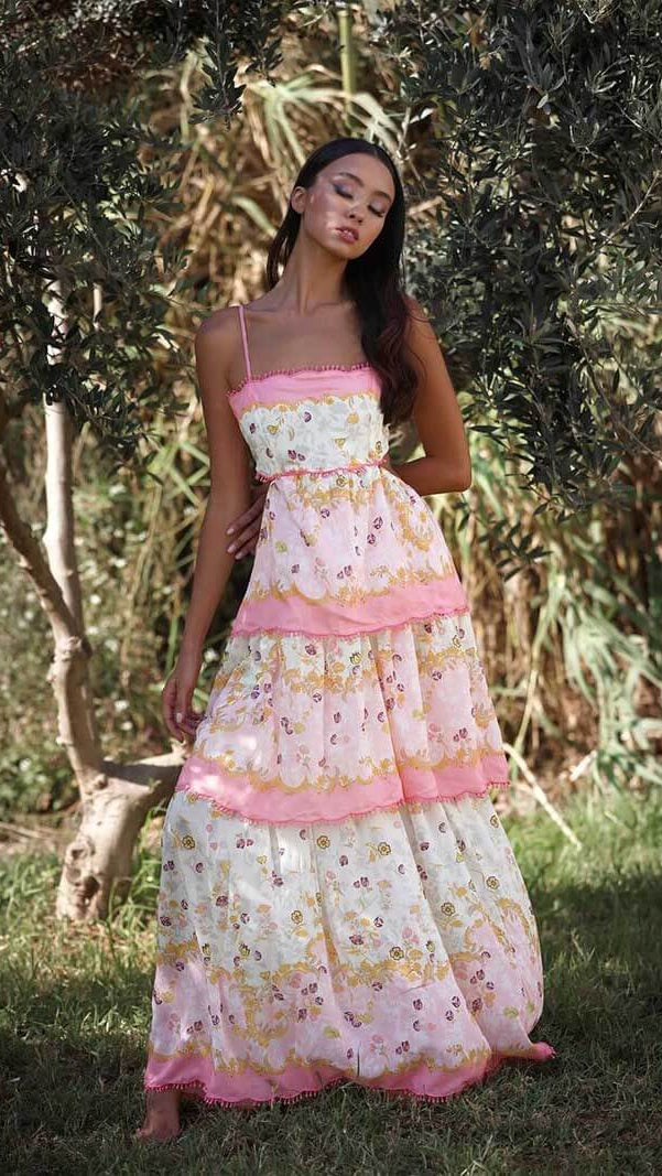 Women's Tiered Maxi Dress | Empire Waist Wedding Guest Dress