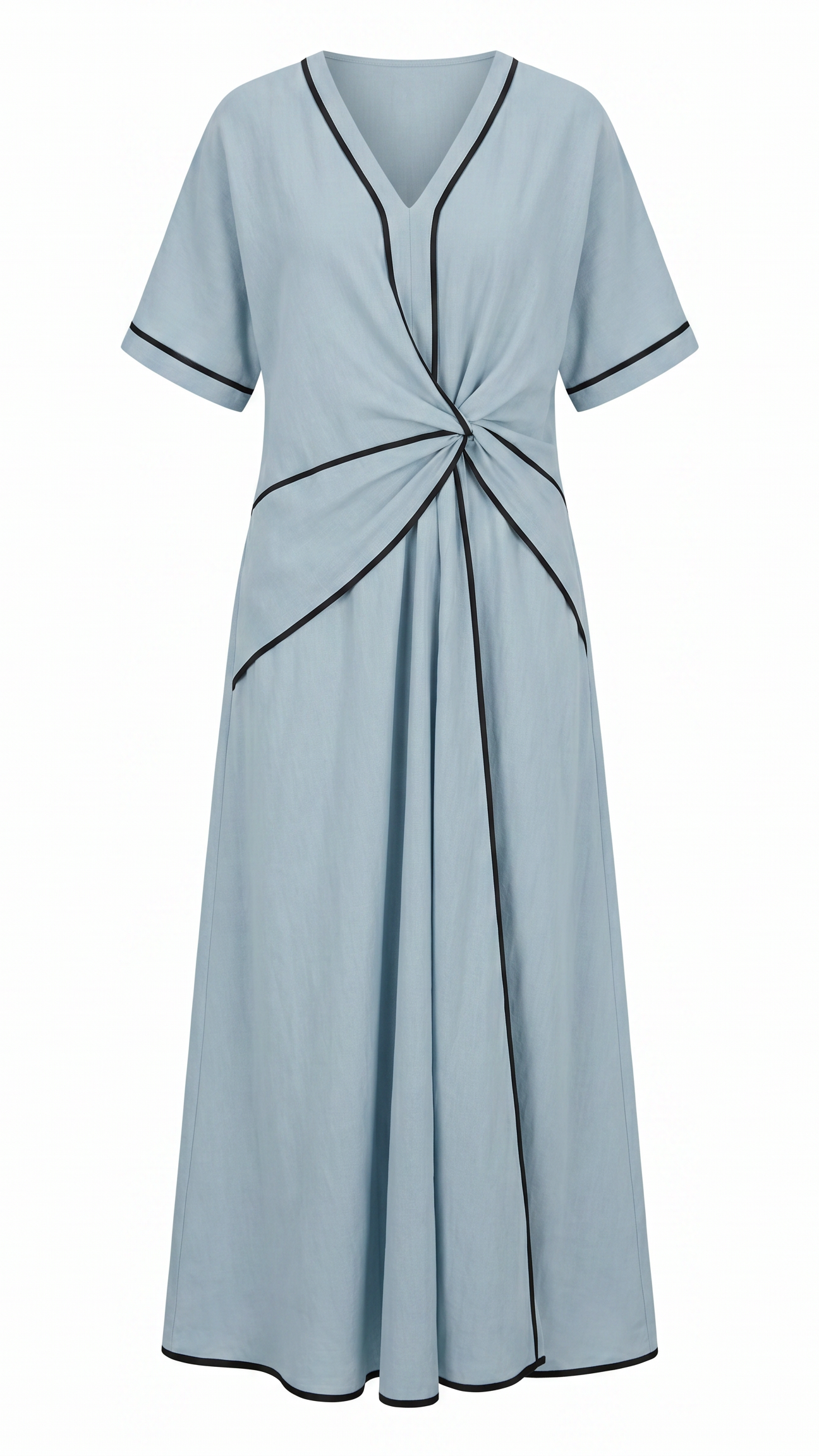 Women's Twist Front Maxi Dress | V Neck Short Sleeve Summer Dress