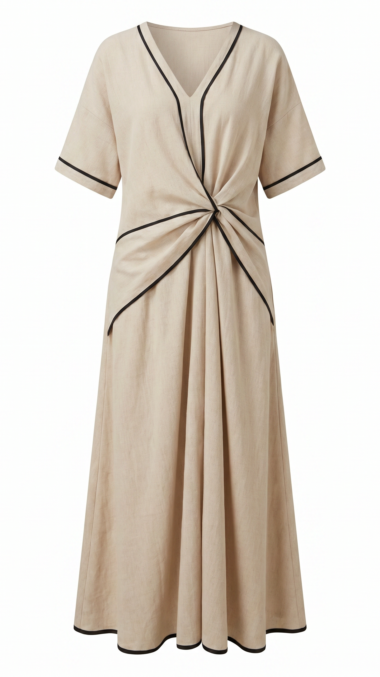 Women's Twist Front Maxi Dress | V Neck Short Sleeve Summer Dress