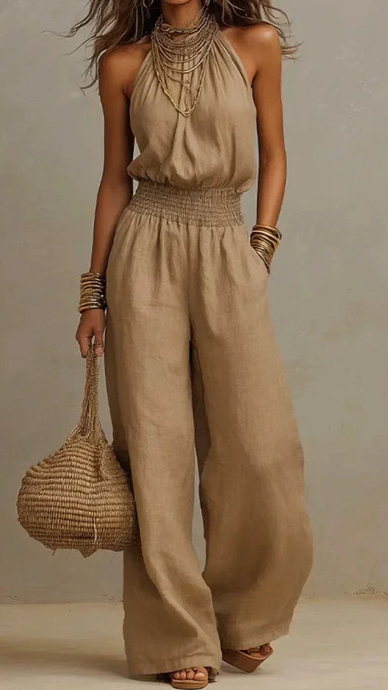 Women's Wide Leg Jumpsuit | Halter Neck Sleeveless Summer Jumpsuit