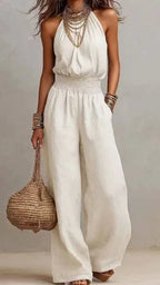 Women's Wide Leg Jumpsuit | Halter Neck Sleeveless Summer Jumpsuit