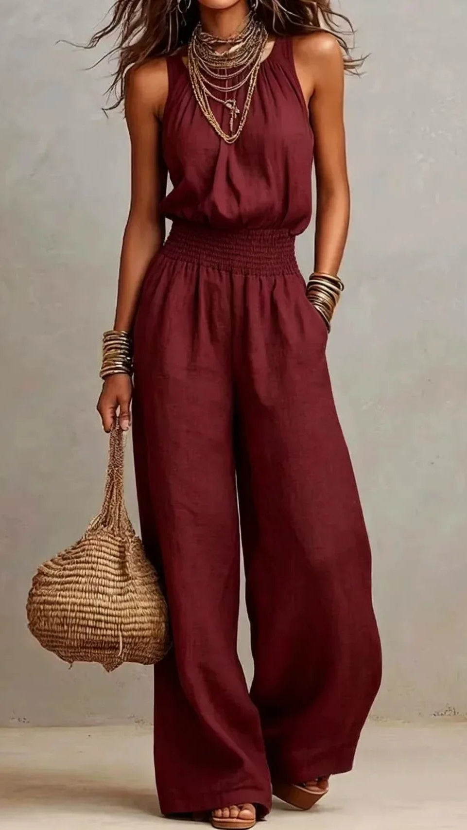 Women's Wide Leg Jumpsuit | Halter Neck Sleeveless Summer Jumpsuit