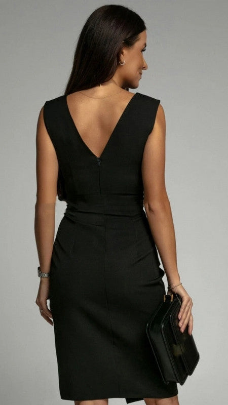 Women's Wrap Cocktail Dress | V Neck Pleated Evening Party Dress