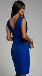 Women's Wrap Cocktail Dress | V Neck Pleated Evening Party Dress