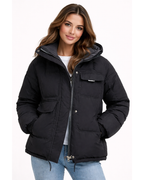 Women's Oversized Hooded Padded Puffer Jacket | Zip Up Quilted Coat