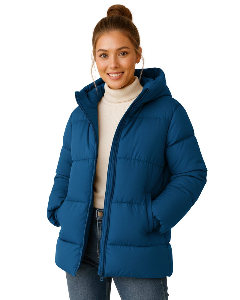 Women's Oversized Hooded Padded Puffer Jacket | Zip Up Quilted Coat