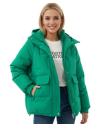Women's Oversized Hooded Padded Puffer Jacket | Zip Up Quilted Coat