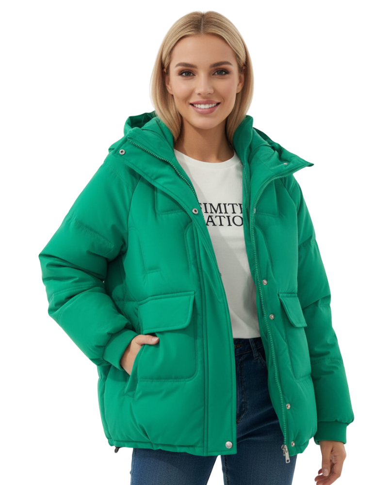 Women's Oversized Hooded Padded Puffer Jacket | Zip Up Quilted Coat