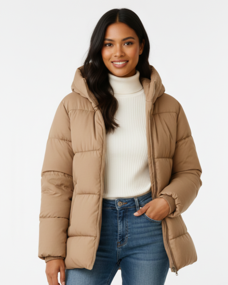 Women's Oversized Hooded Padded Puffer Jacket | Zip Up Quilted Coat