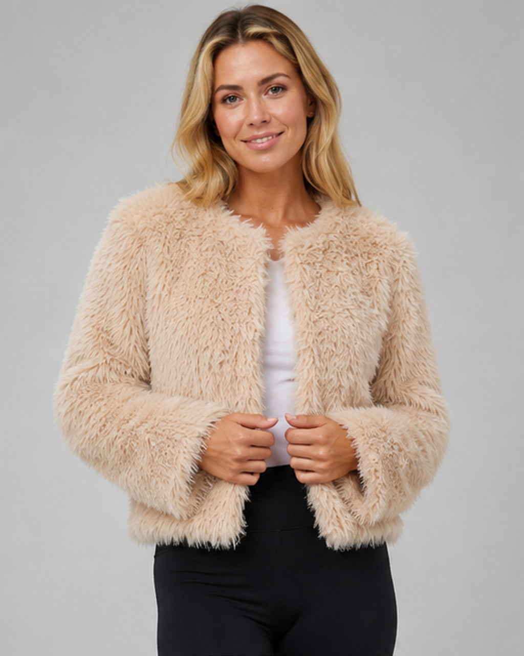 Women's Cropped Faux Fur Jacket
