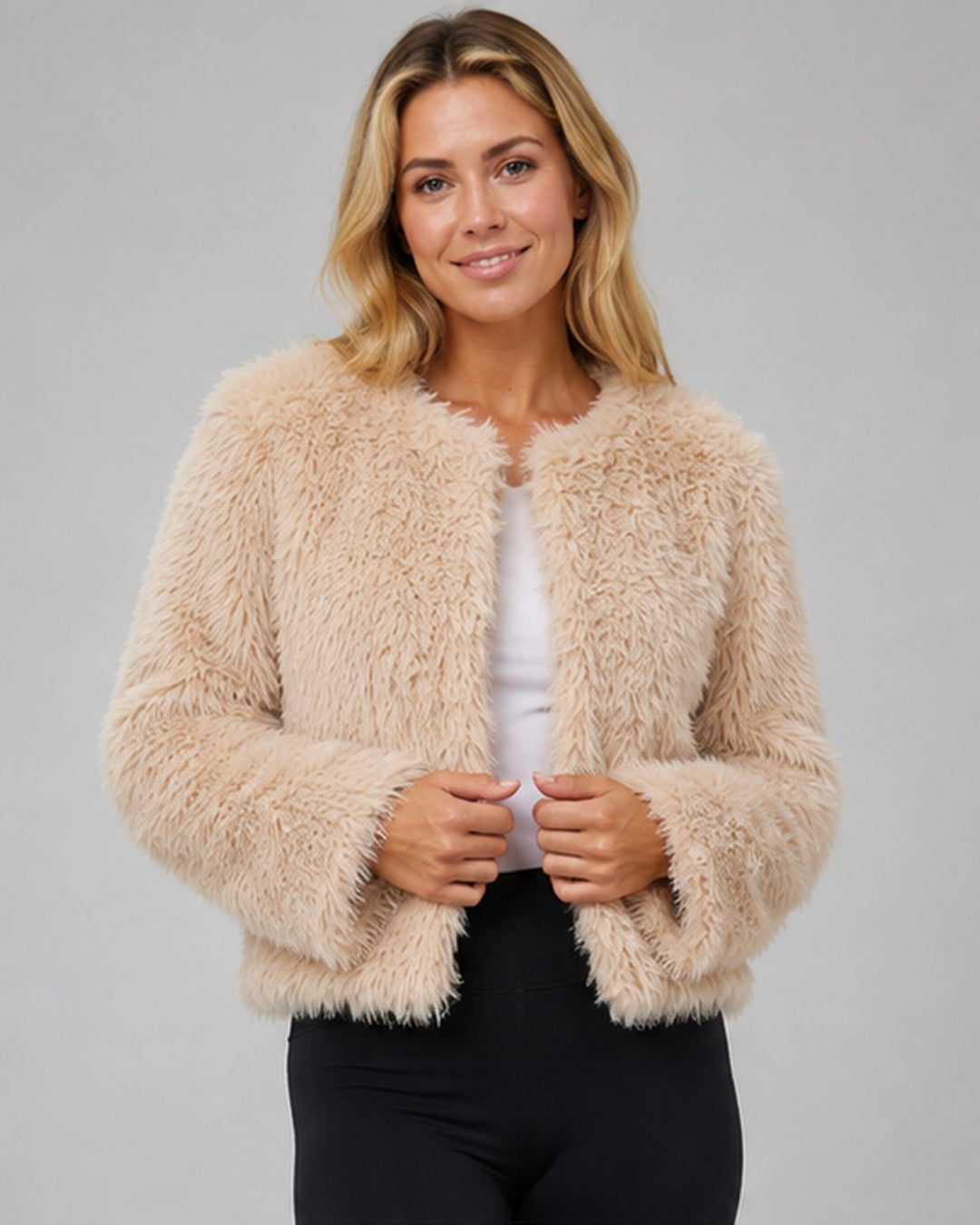 Women's Cropped Faux Fur Jacket