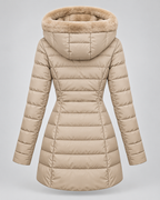 Women's Fleece Lined Hooded Puffer Coat with Mid Length
