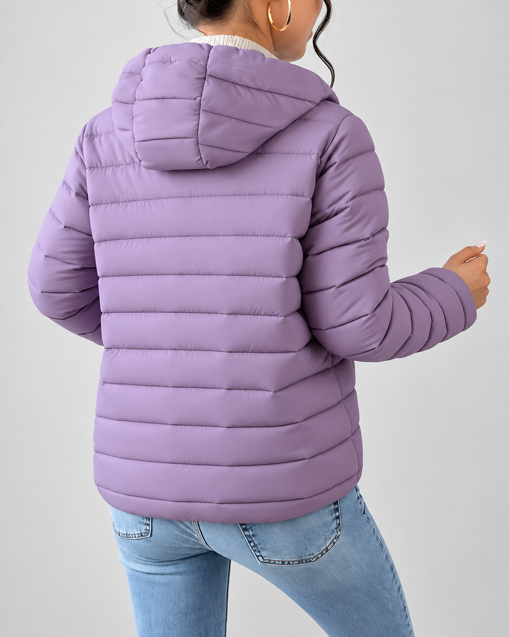 Women's Slim Quilted Hooded Puffer Jacket with Zip Front
