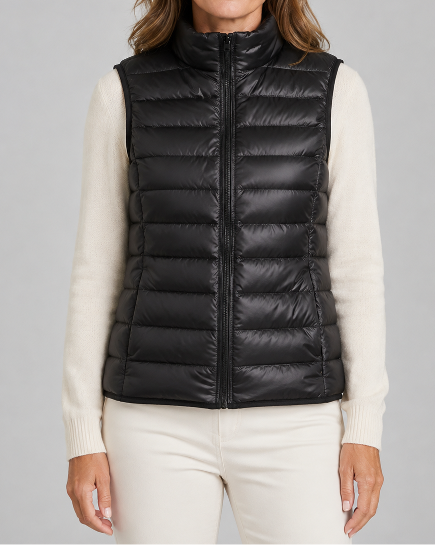 Women's Padded Gilet | Lightweight Stand Collar Zip Up Quilted Vest