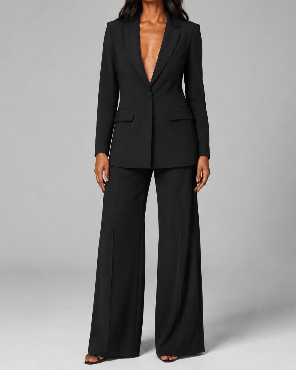 Women's Tailored Trouser Suit | Single Breasted Blazer & Wide Leg Two Piece Set