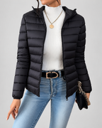 Women's Slim Quilted Hooded Puffer Jacket with Zip Front