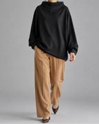Women's High Neck Long Sleeve Top | Relaxed Fit Funnel Neck Pullover