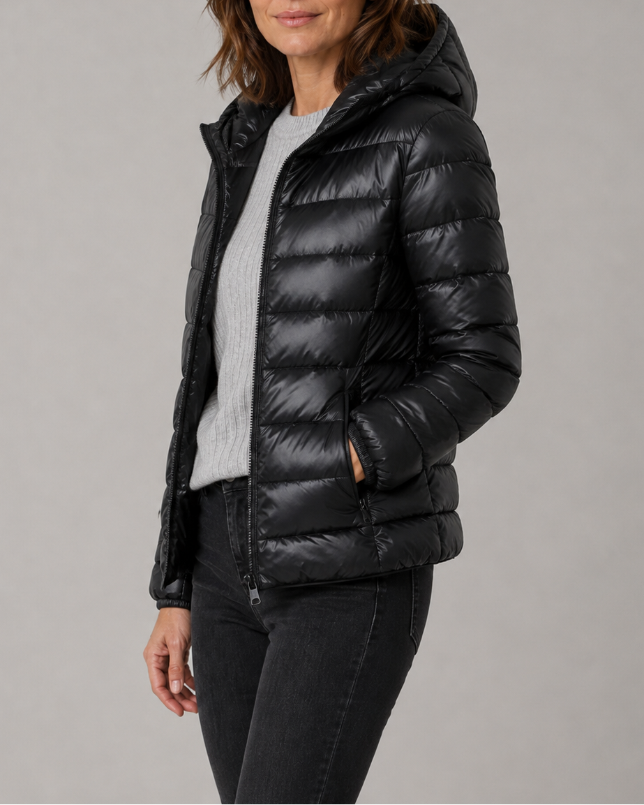Women's Puffer Jacket | Hooded Lightweight Quilted Zip Up Coat