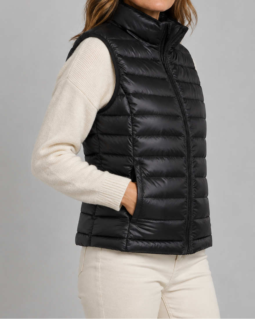 Women's Padded Gilet | Lightweight Stand Collar Zip Up Quilted Vest
