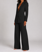 Women's Tailored Trouser Suit | Single Breasted Blazer & Wide Leg Two Piece Set