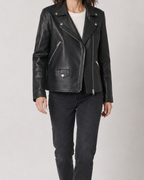 Women's Faux Leather Biker Jacket | Belted Asymmetric Zip Moto Coat