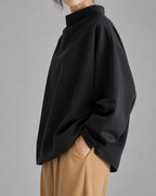 Women's High Neck Long Sleeve Top | Relaxed Fit Funnel Neck Pullover