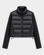 Women's Cropped Quilted Puffer Jacket with Stand Collar and Zip Front