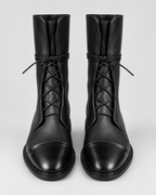 Women's Faux Leather Lace Up Boots with Cap Toe