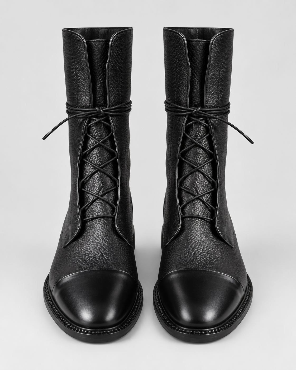 Women's Faux Leather Lace Up Boots with Cap Toe
