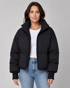 Women's Oversized Puffer Jacket with Stand Collar and Zip Front