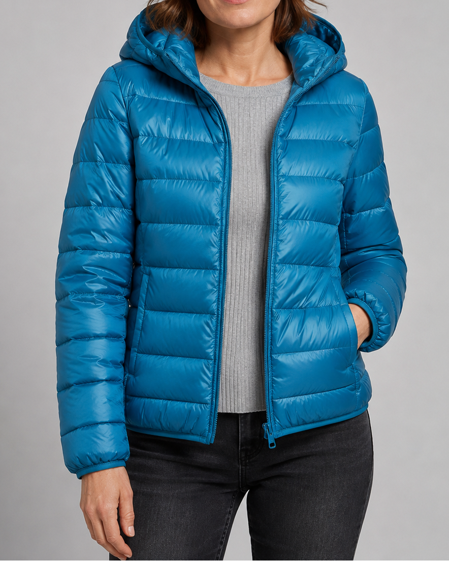 Women's Puffer Jacket | Hooded Lightweight Quilted Zip Up Coat