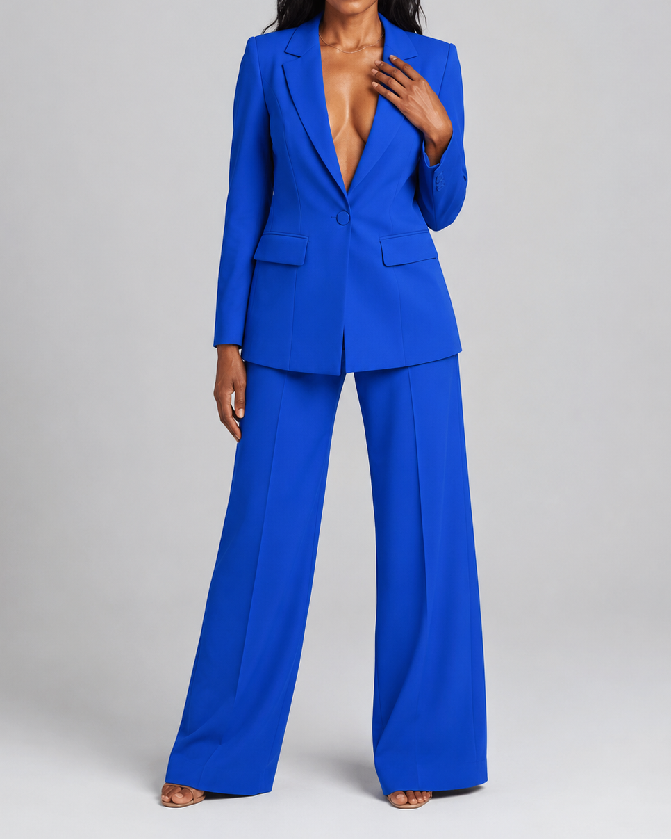 Women's Tailored Trouser Suit | Single Breasted Blazer & Wide Leg Two Piece Set
