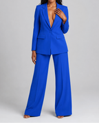 Women's Tailored Trouser Suit | Single Breasted Blazer & Wide Leg Two Piece Set