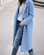 Women's Oversized Trench Coat | Button Up Wide Lapel Longline Coat