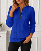 Women's Half Zip Jumper | Ring Pull Cable Knit Ribbed Sweater