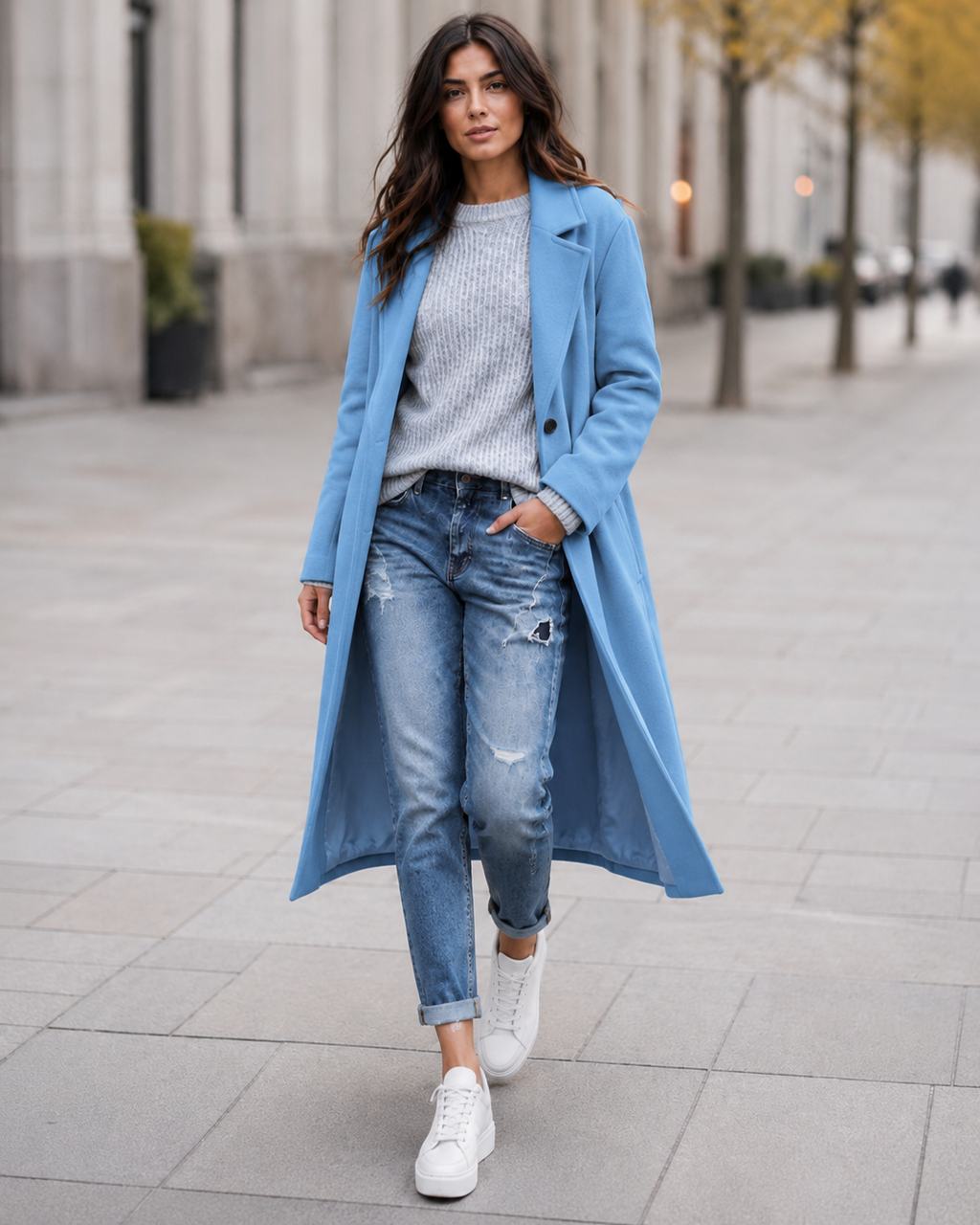 Women's Oversized Trench Coat | Button Up Wide Lapel Longline Coat