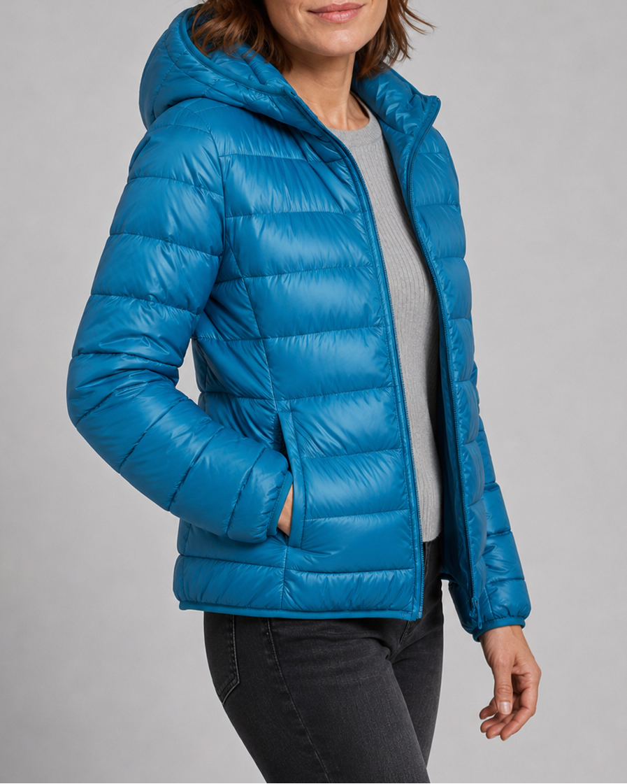Women's Puffer Jacket | Hooded Lightweight Quilted Zip Up Coat