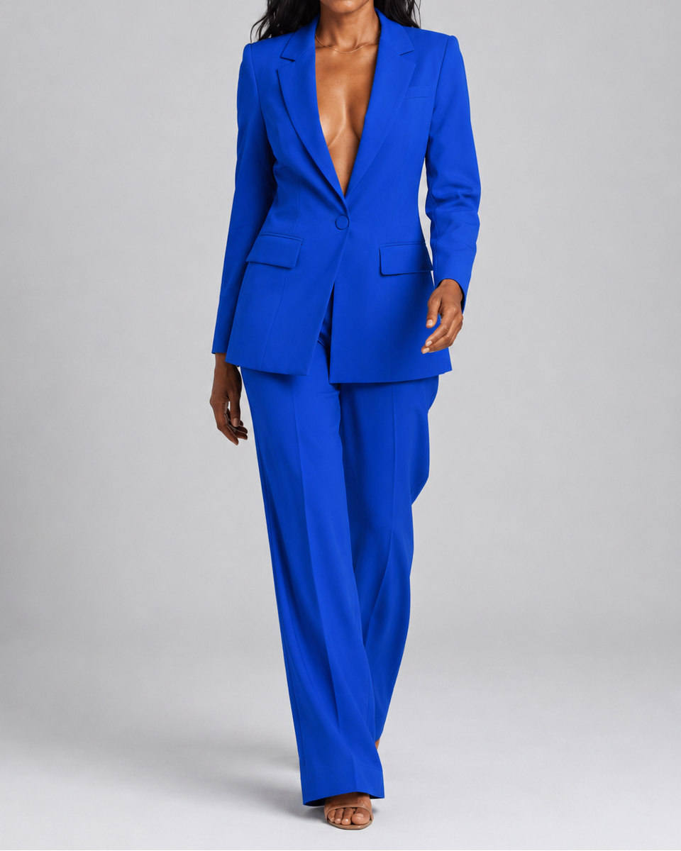 Women's Tailored Trouser Suit | Single Breasted Blazer & Wide Leg Two Piece Set