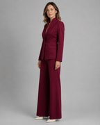 Women's Trouser Suit | Stand Collar Blazer & Flared Trousers Two Piece Set
