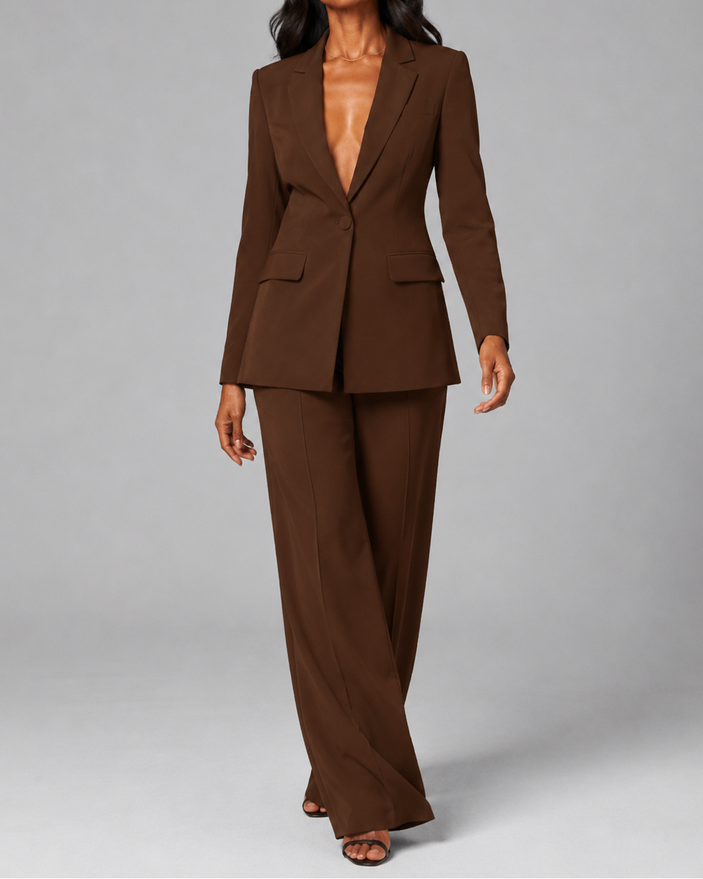 Women's Tailored Trouser Suit | Single Breasted Blazer & Wide Leg Two Piece Set