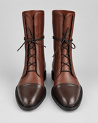 Women's Faux Leather Lace Up Boots with Cap Toe